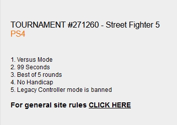 Ejemplo de reglas para Street Fighter